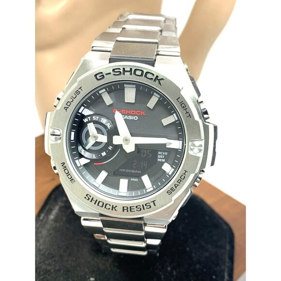 Casio G-Shock Mens Watch GSTB500D Bluetooth Tough Solar Gray Dial Steel 5684 - Picture 1 of 15